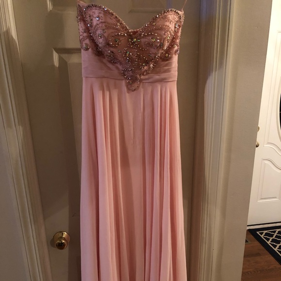 Beaded Strapless Gown with Small Train - Picture 2 of 5
